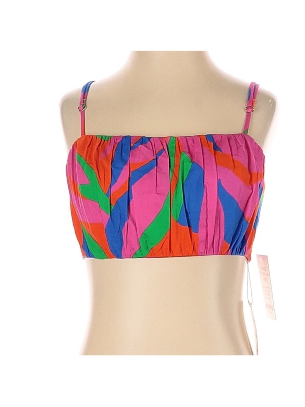 Show Me Your Mumu Cartagena Colorful Pink Orange Blue Green Smocked Crop - Picture 3 of 7